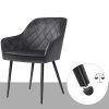 SONGMICS LDC088G01 Luxus Bársony Étkezőszék Szett Karfával Szürke