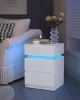 VASAGLE LED Éjjeliszekrény 3 Fiókos Fehér Állítható Színű Világítással