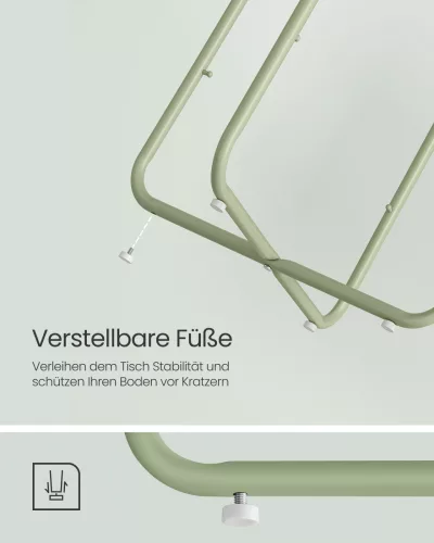 VASAGLE Modern Kerek Kisasztal Tárolókosárral Babérzöld-Krémfehér