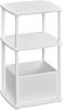 SONGMICS HOME Modern Kisasztal 3 Tárolópolccal és Textil Kosárral Hófehér