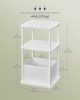 SONGMICS HOME Modern Kisasztal 3 Tárolópolccal és Textil Kosárral Hófehér
