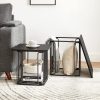 VASAGLE Modern Kisasztal Szett Acélvázas Levehető Tálcával Fekete