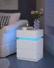 VASAGLE Modern LED Éjjeliszekrény Fehér 3 Fiókos