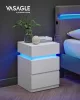 VASAGLE Modern LED Éjjeliszekrény Fehér 3 Fiókos
