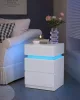 VASAGLE Modern LED Éjjeliszekrény Fehér 3 Fiókos
