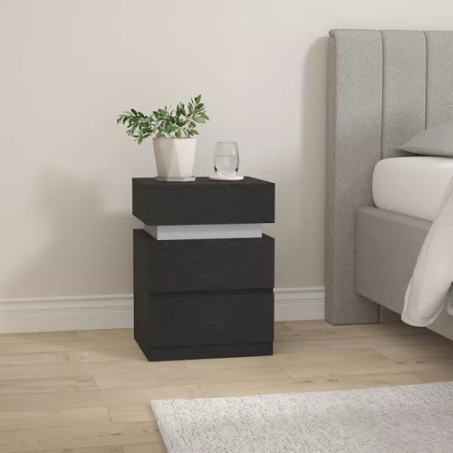 Vasagle LET630T56 éjjeliszekrény LED világítással 3 fiókkal fekete famintás