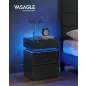   Vasagle LET630T56 éjjeliszekrény LED világítással 3 fiókkal fekete famintás