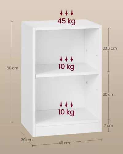 VASAGLE Custos Éjjeliszekrény Nyitott Rekeszekkel Állítható Polccal Felhőfehér