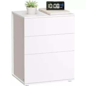   VASAGLE Modern Minimál Éjjeliszekrény 3 Fiókos Szerszámmentes Matt Fehér-Cappuccino