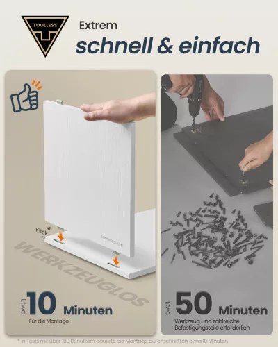 SONGMICS HOME Slim éjjeliszekrény szerszám nélküli összeszerelés 2 nyitott rekesszel és 1 fiókkal 30 x 25 x 59,4 cm fehér