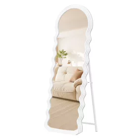   SONGMICS LFM027W01 teljes alakos álló tükör hullámvonalas MDF kerettel felhőfehér 160 x 50 cm