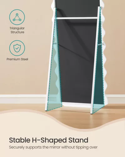 SONGMICS LFM027W01 teljes alakos álló tükör hullámvonalas MDF kerettel felhőfehér 160 x 50 cm