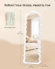 SONGMICS LFM027W01 teljes alakos álló tükör hullámvonalas MDF kerettel felhőfehér 160 x 50 cm