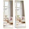 SONGMICS teljes alakos tükör 160 x 50 cm alumínium ötvözet kerettel edzett üveggel halvány arany