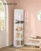 SONGMICS álló tükör 360° forgatható polcokkal és akasztókkal 163 x 45 cm felhőfehér