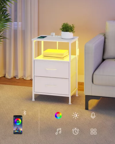 SONGMICS BELLAH LGS302WH03 éjjeliszekrény töltőállomással LED világítással felhőfehér