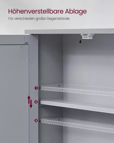 VASAGLE fali fürdőszobai szekrény tükrös ajtókkal MDF galamb szürke
