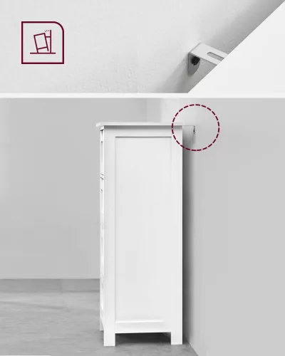 VASAGLE Slim Fürdőszobai Szekrény 4 Fiókos Fehér MDF Tárolóegység
