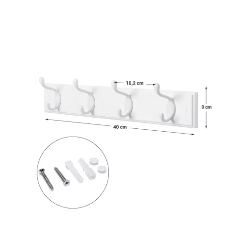 SONGMICS Fali Fogas 4 Fém Akasztóval Fehér MDF LHR23WT