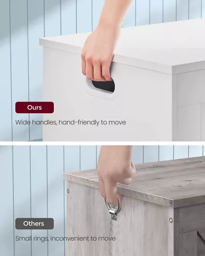 VASAGLE LHS11WT Tárolópad Fehér Faforgácslap Ülőke Nagy Tárolókapacitással