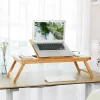 SONGMICS Bambusz Állítható Laptop Asztal Szellőzőnyílásokkal és Fiókkal