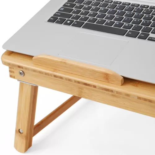 SONGMICS Bambusz Laptop Asztal Állítható Magassággal és Fiókkal Natúr