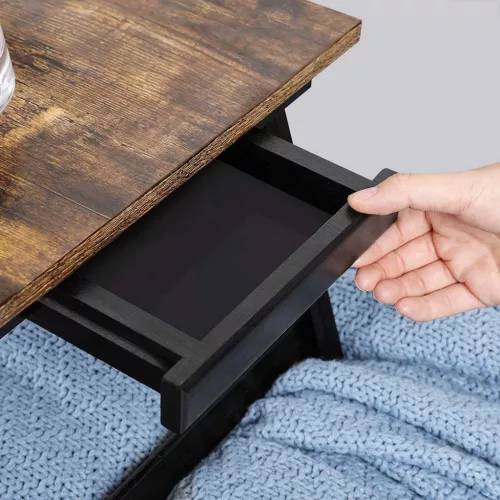 SONGMICS Állítható Laptop Asztal Rusztikus Barna Bambusz Lábakkal