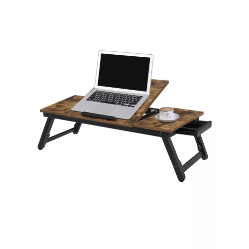 SONGMICS Állítható Laptop Asztal Bambusz-MDF Rusztikus Sötétbarna