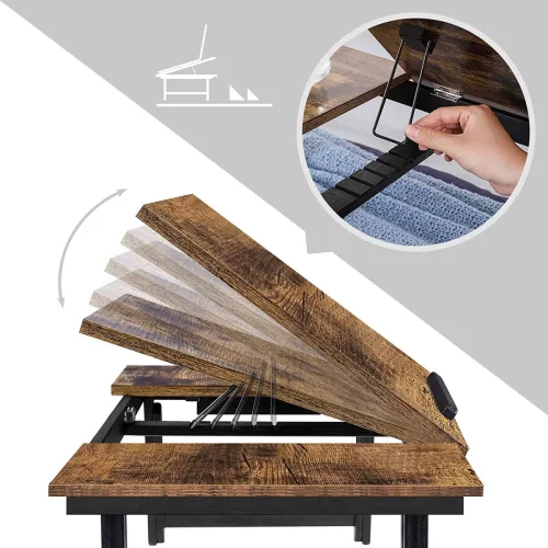SONGMICS Állítható Laptop Asztal Bambusz-MDF Rusztikus Sötétbarna
