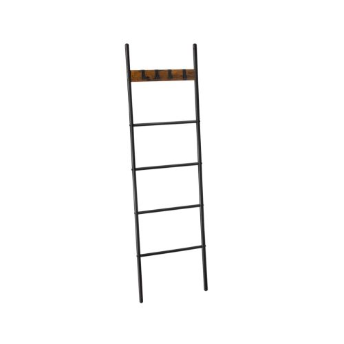 VASAGLE Vintage Tárolólétra 5 Szintes Fém Vázzal Vintage Barna/Fekete
