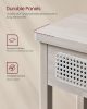 VASAGLE Boho Konzolasztal Rattan Frontos Fiókokkal Zabkása Bézs