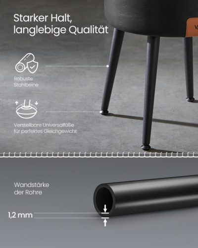 VASAGLE EKHO Tárolós Puff Szék Fekete Műbőr Ülőke