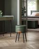 VASAGLE EKHO Tárolós Puff Mid-Century Modern Erdőzöld PU Bőr Ülőke Acél Lábakkal