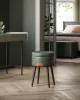 VASAGLE EKHO tároló ülőke fésülködőasztalhoz PU erdőzöld mid-century modern