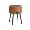 VASAGLE EKHO Tárolós Puff Mid-Century Modern Karamellbarna Műbőr Ülőke Acél Lábakkal