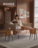 VASAGLE EKHO Tárolós Puff Mid-Century Modern Karamellbarna Műbőr Ülőke Acél Lábakkal