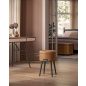 VASAGLE EKHO Tárolós Puff Mid-Century Modern Karamellbarna Műbőr Ülőke Acél Lábakkal
