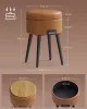 VASAGLE EKHO Tárolós Puff Mid-Century Modern Karamellbarna Műbőr Ülőke Acél Lábakkal