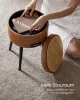VASAGLE EKHO tároló puff műbőr karamell barna mid-century modern stílusban