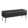 VASAGLE EKHO Tárolós Ülőpad Mid-Century Modern Műbőr Fekete