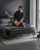 VASAGLE EKHO Tárolós Ülőpad Mid-Century Modern Műbőr Fekete