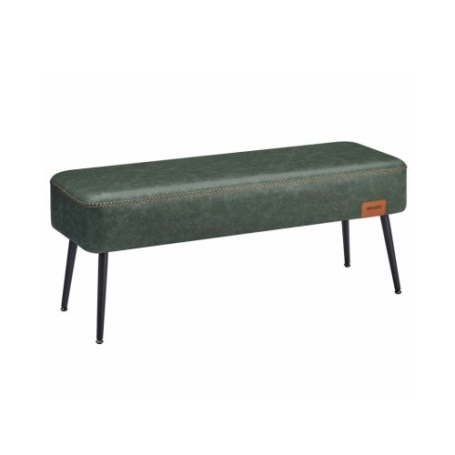 VASAGLE EKHO Műbőr Ülőpad Erdőzöld Acél Lábakkal Mid-Century Modern Stílusban