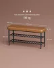 VASAGLE EKHO Karamell Barna Cipőspad Műbőr Ülőfelülettel Mid-Century Modern Stílusban