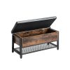 VASAGLE Industrial Chesterfield Cipőtároló Pad Műbőr Ülőfelülettel