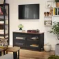 VASAGLE Rusztikus TV Szekrény Fém Hálós Ajtókkal