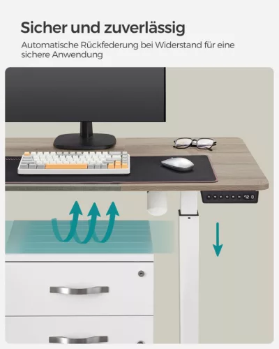 SONGMICS elektromosan állítható magasságú íróasztal 140 x 60 x (72-120) cm fehér-bézs