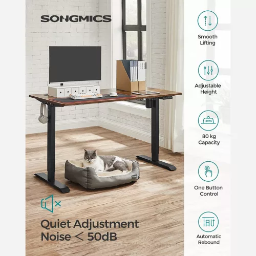 SONGMICS Állítható Magasságú Elektromos Asztalváz Memória Funkcióval Fekete