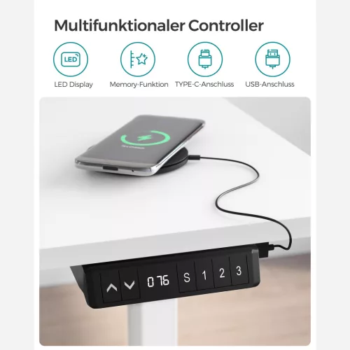 SONGMICS Állítható Magasságú Elektromos Íróasztal Fehér