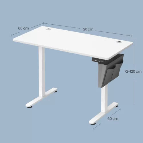 SONGMICS elektromos magasságállítható íróasztal 120 x 60 cm 4 memóriapozícióval home office fehér