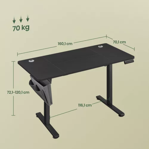 SONGMICS elektromos magasságállítható íróasztal 160,1 x 70,1 cm 4 memóriapozícióval fekete